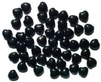 50 8mm Black Glass Heart Beads